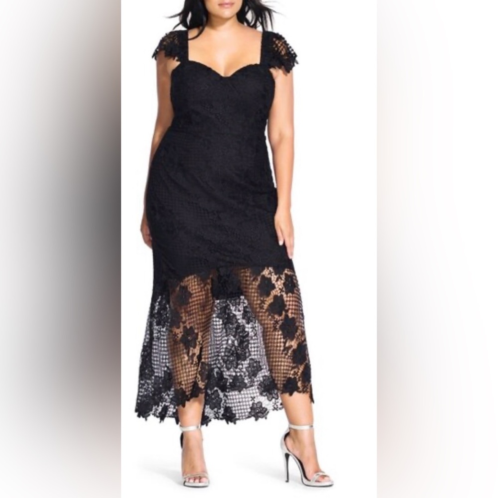 NWT City Chic Black Lace Dress S/16